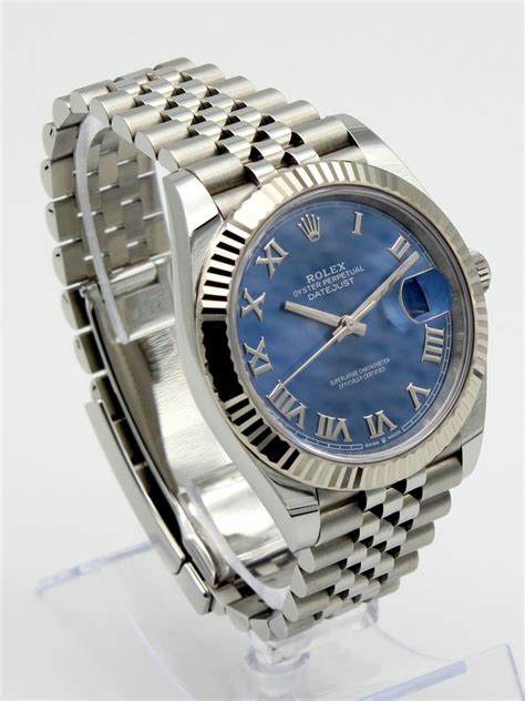 rolex datejust 41 blu numeri romani|rolex datejust 41 blue price.